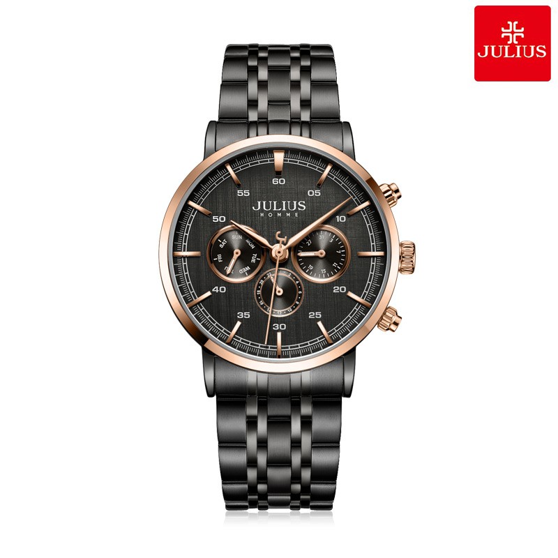 Julius Official | Đồng hồ nam 6 kim Julius Jah100 dây thép