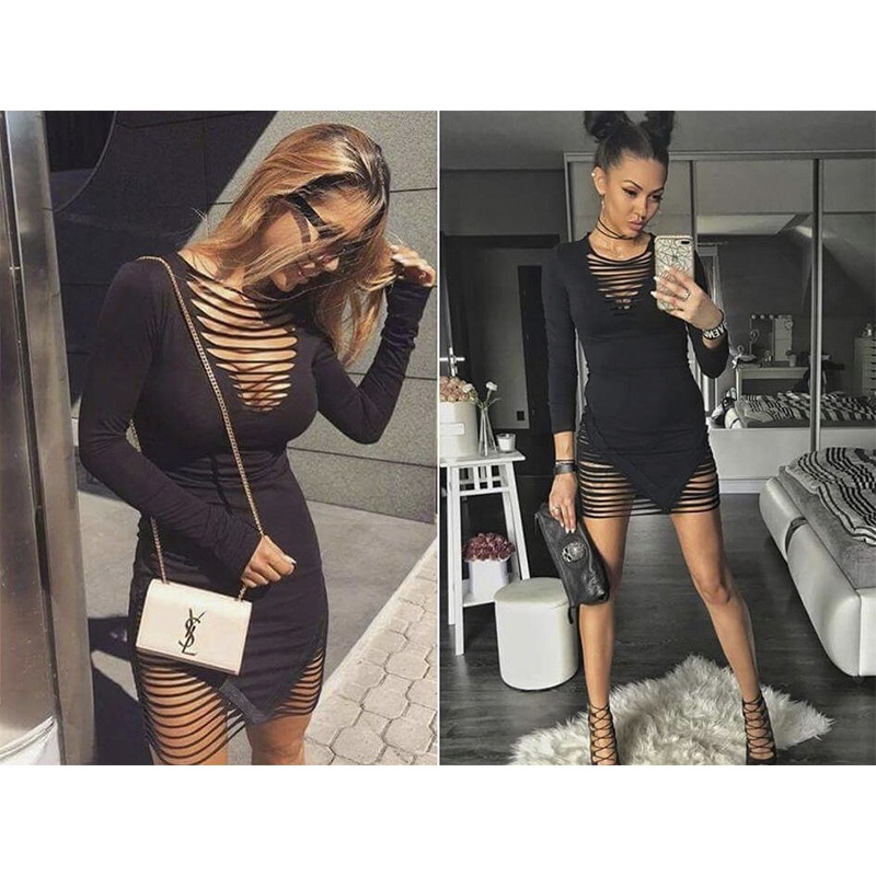 Đầm Ôm Dài Tay Màu Sắc Thời Trang Quyến Rũ Cho Nữ