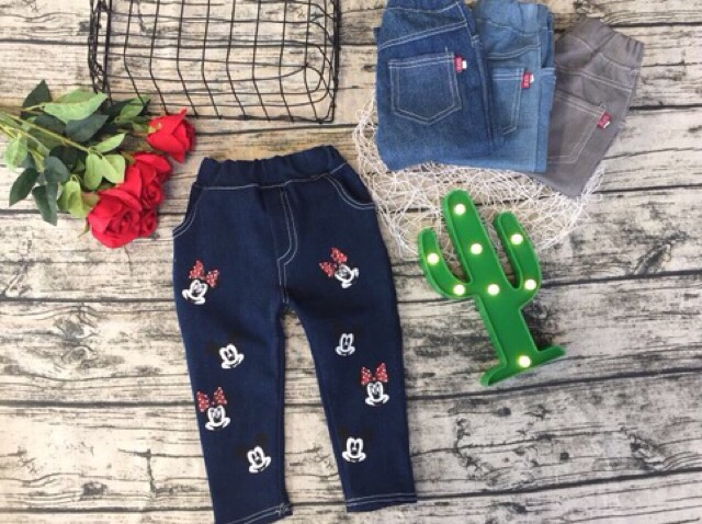 Quần jean mickey sành điệu cho bé gái 10-20 kg ( ảnh thật )