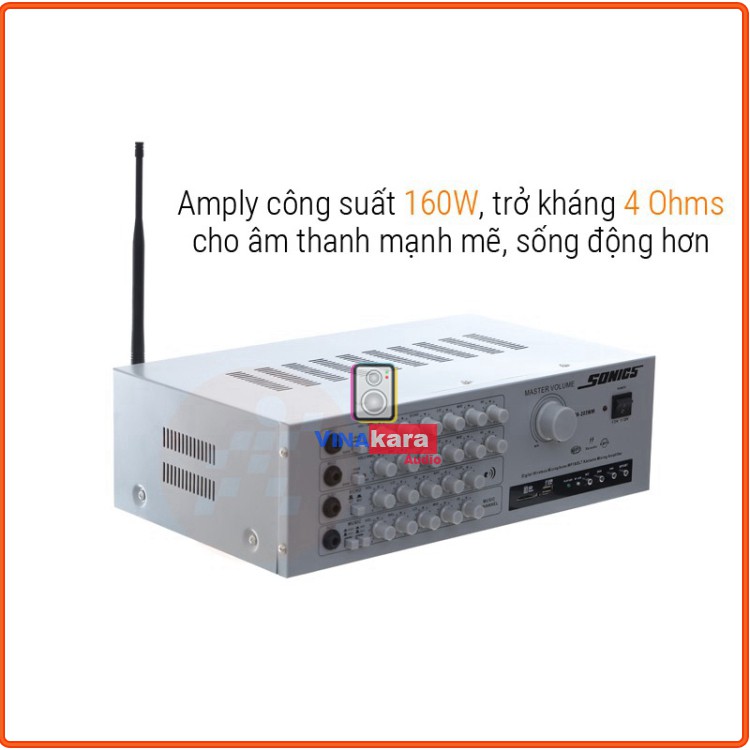 Amply Arirang Sonics PA-203WM + Kèm 2 Micro Không dây Chính hãng