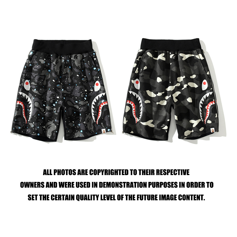 AAPE Shark Head Luminous Side Double Zipper, Starry Sky Spots,   Shorts, The Same Style for Men and Women Quần thời trang