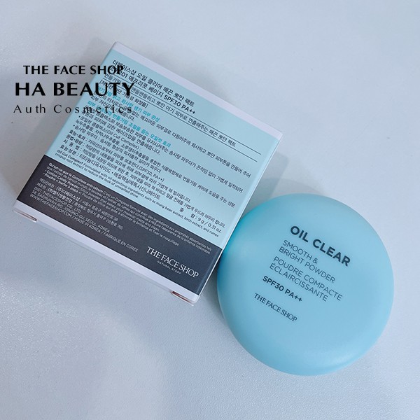 Phấn phủ kiềm dầu siêu mịn cho da hỗn hợp da dầu trang điểm The Face Shop Oil Clear Smooth & Bright Powder 9g | BigBuy360 - bigbuy360.vn