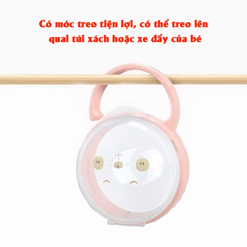 Hộp đựng ti giả mới cho bé 2022, núm vú giả chống bụi trong suốt có móc treo hình gấu dễ thương cho bé