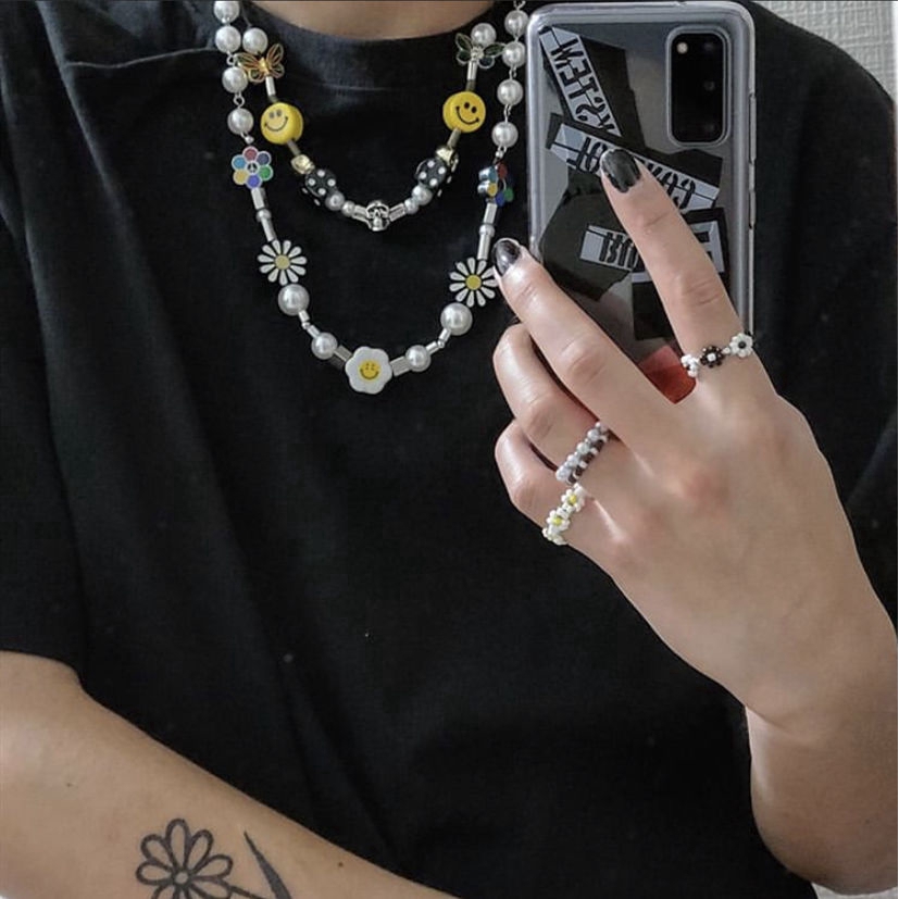 Dây chuyền mặt hoa hướng dương đính ngọc trai xinh xắn