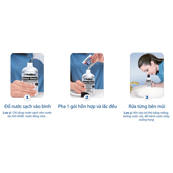 Bình (Bộ Dụng Cụ) Rửa Mũi Người Lớn NeilMed Sinus Rinse Kit 60 Sachets (1 bình + 60 gói muối)