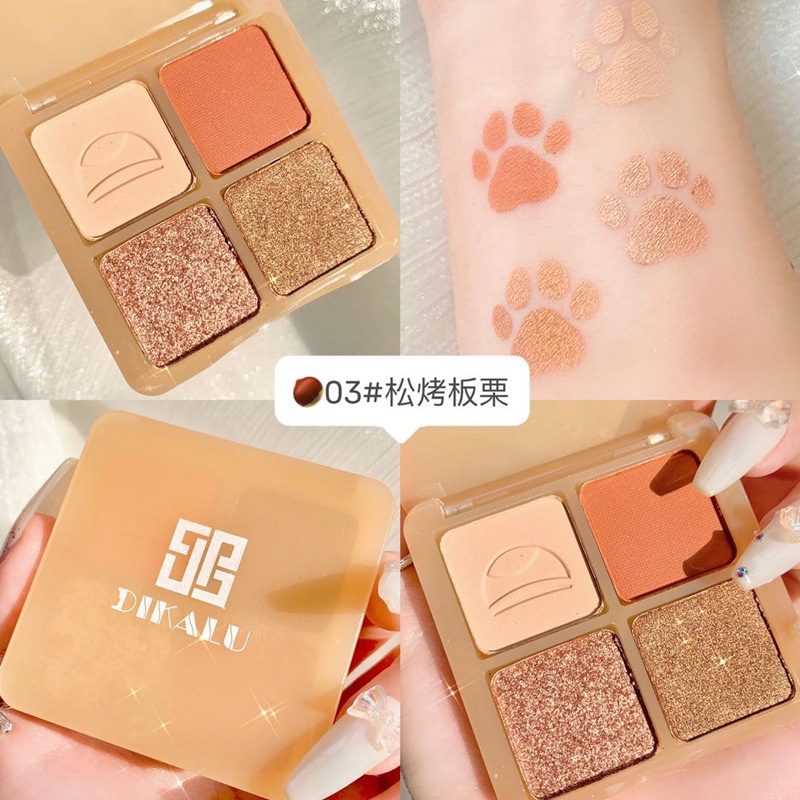[Hàng mới về] Bảng phấn mắt DIKALU 4 màu tông lì và ánh nhũ lấp lánh thích hợp để trang điểm hàng ngày | BigBuy360 - bigbuy360.vn