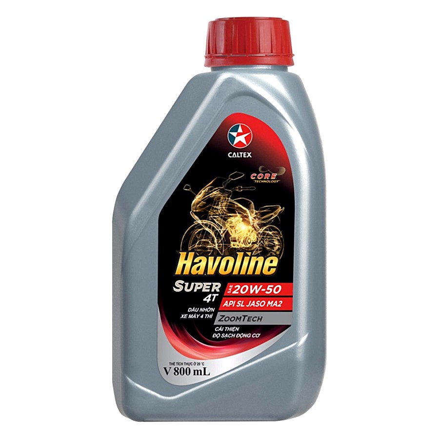 [Combo 24 Chai 0.8L] Dầu nhớt Caltex Havoline Super 4T SAE 15W-40/20W-50   0.8L