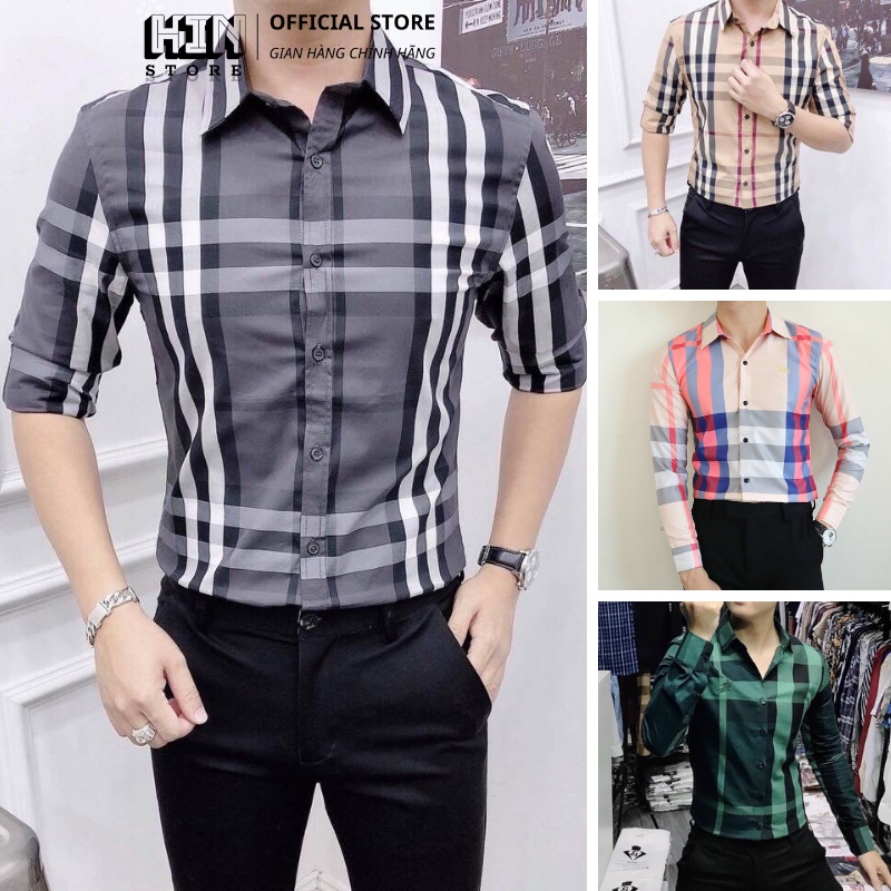 Áo sơ mi nam nữ kẻ caro Đủ Size chất liệu lụa ép mặc mát sang trọng, HIN 3TD05