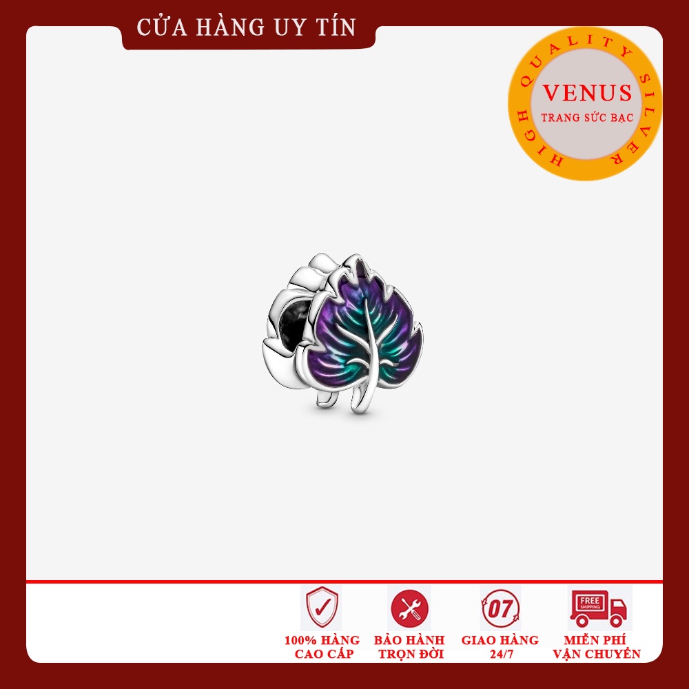 [Charm bạc 925 cao cấp] Charm chiếc lá tím pha xanh lá cây- Mã sản phẩm VENUSTXL