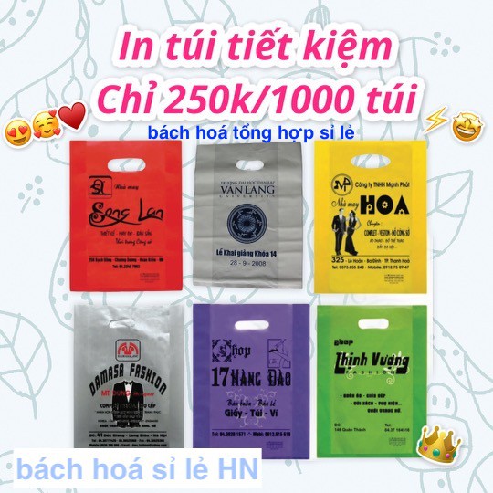 [NHẬN IN TÚI] 1KG TÚI HD PE bóng dày đóng hàng,mỹ phẩm, bao bì đựng quà, túi hd bóng đẹp NILON ĐỰNG QUẦN ÁO, túi hột xoà