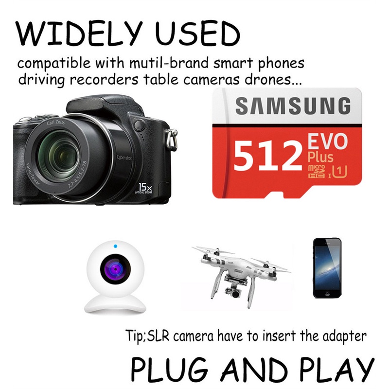 Thẻ Nhớ Samsung EVO plus 2TB 1tb micro Sd 521G Tốc Độ Cao