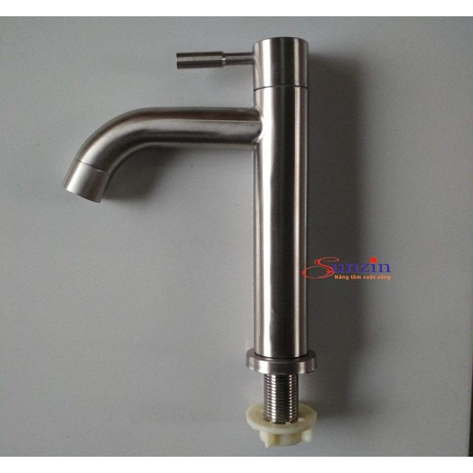 Vòi lavabo lạnh Sunzin, chất liệu inox 304, tặng 1 dây dẫn nước