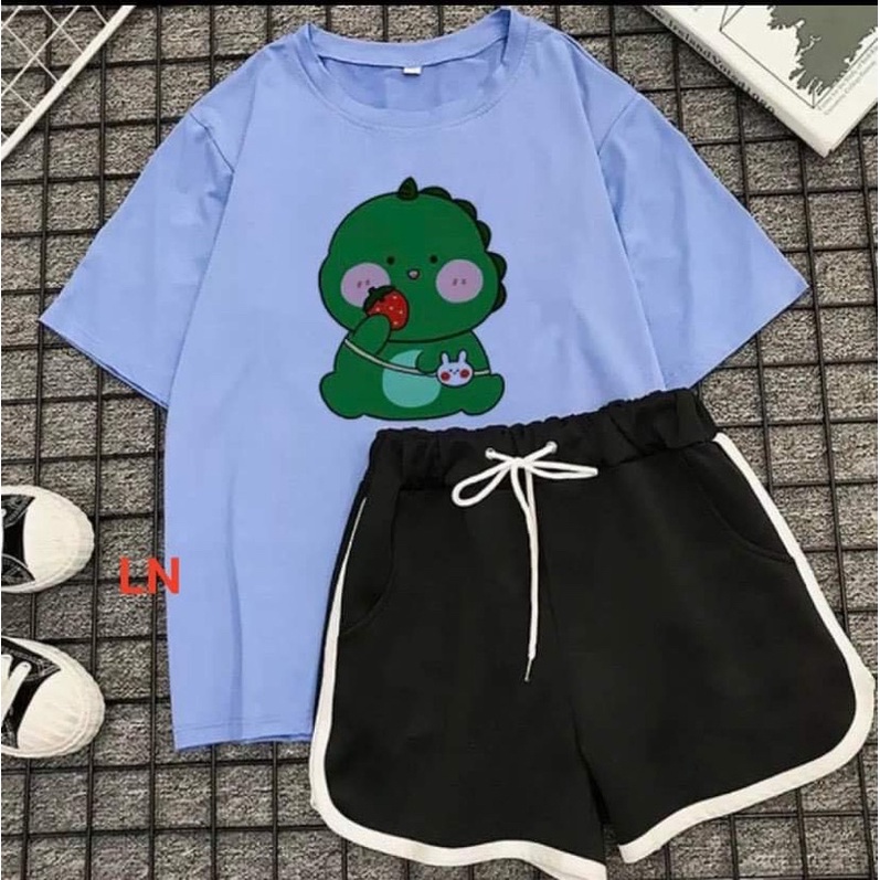 Sét áo khủng Long dâu Tây +quần đùi viền LN11