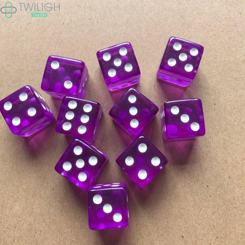 Set 10 xí ngầu chơi game cho bữa tiệc 16mm 6 mặt RPG bằng acrylic trong suốt