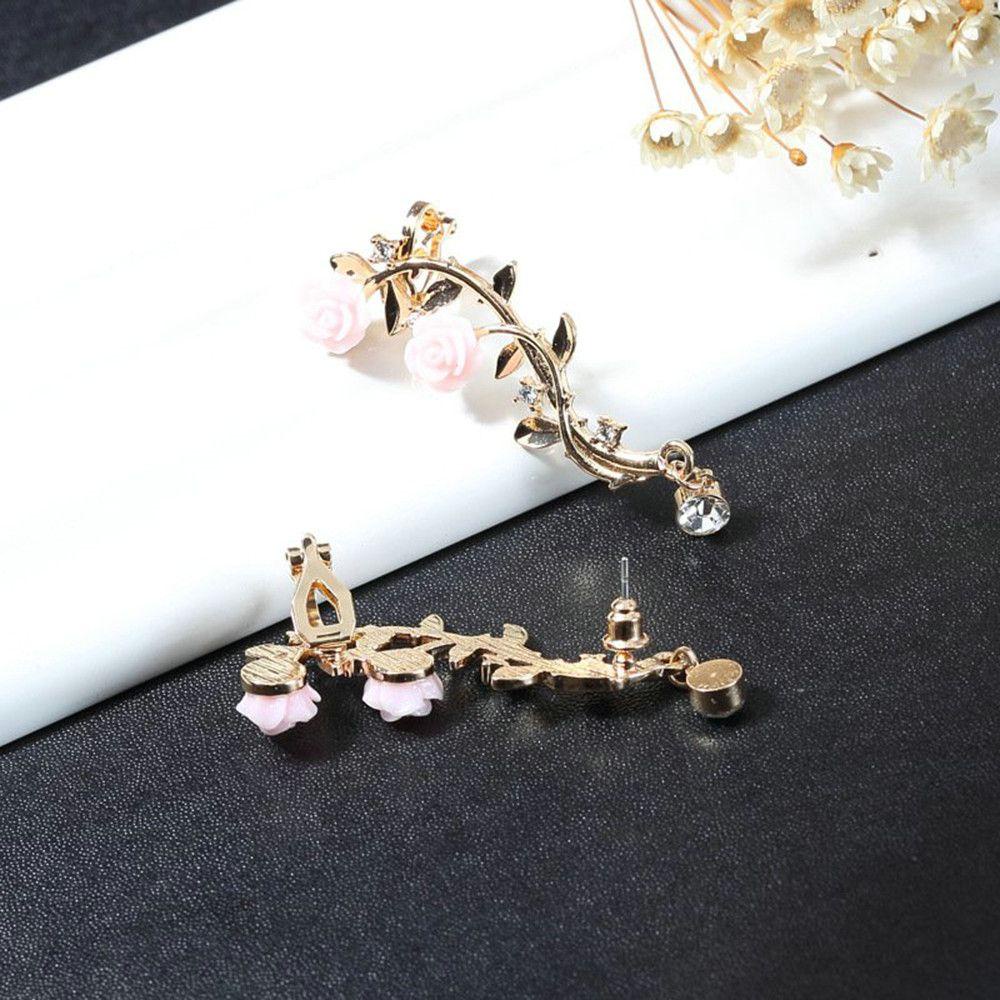 Okdeals Mặt Dây Chuyền Trang Sức|Bông Tai Kẹp Màu Hồng Xinh Xắn Thời Trang