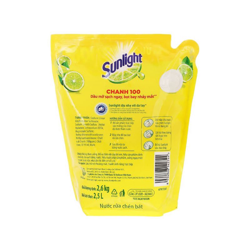 Nước Rửa Chén SUNLIGHT Túi 750g / 2.6kg / 3.5kg