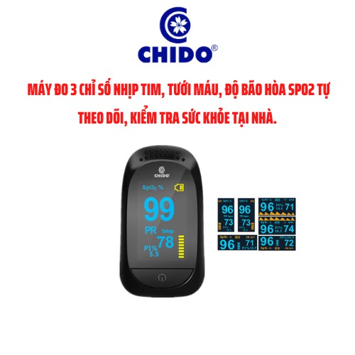 Máy đo nồng độ oxi trong máu, máy đo spo2 kẹp ngón đo chính xác, đo nhịp tim, tưới máu