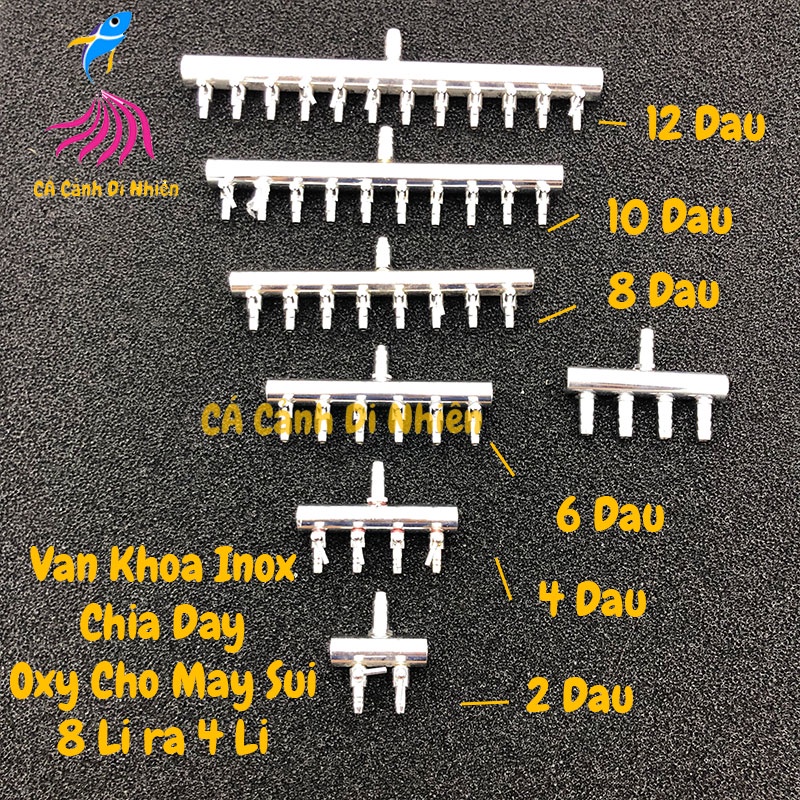 Van khóa Inox chia dây oxy từ 8 li ra 4 li cho máy sủi khí oxy hồ cá - Chia 2,4,6,8,10,12 đầu