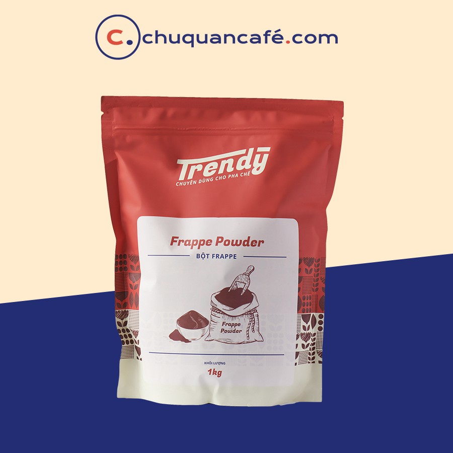 Bột Frappe Trendy 1kg - Nguyên liệu pha chế trà sữa, đồ đá xay béo ngậy, sánh mịn - Cam kết 100% chính hãng