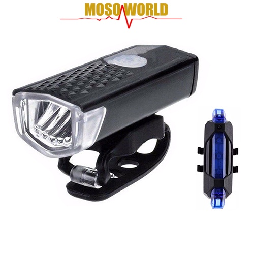 Đèn LED CREE MOSOWORLD 300LM gắn trước chống thấm nước kèm sạc USB cho xe đạp