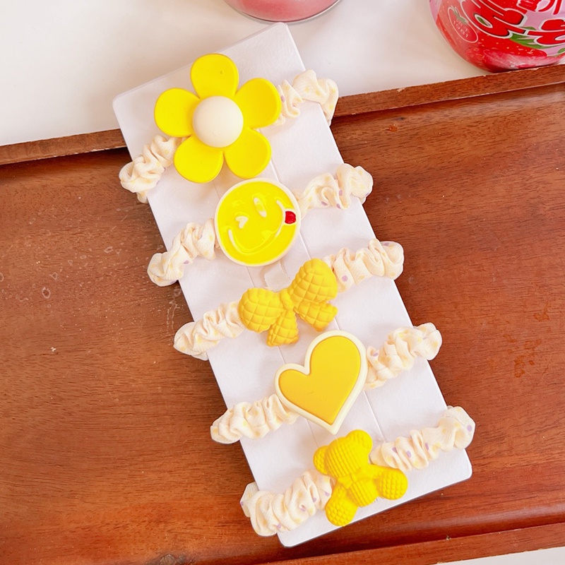 Mới Set 5 Dây Buộc Tóc In Hoa Màu Sắc Ngọt Ngào Thời Trang Cho Nữ