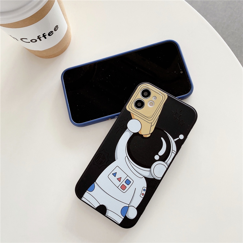 Ốp điện thoại silicon mềm in hình phi hành gia bảo vệ camera cho iPhone 13/12/11 Pro Max X Xr 6 7 8 Plus | BigBuy360 - bigbuy360.vn