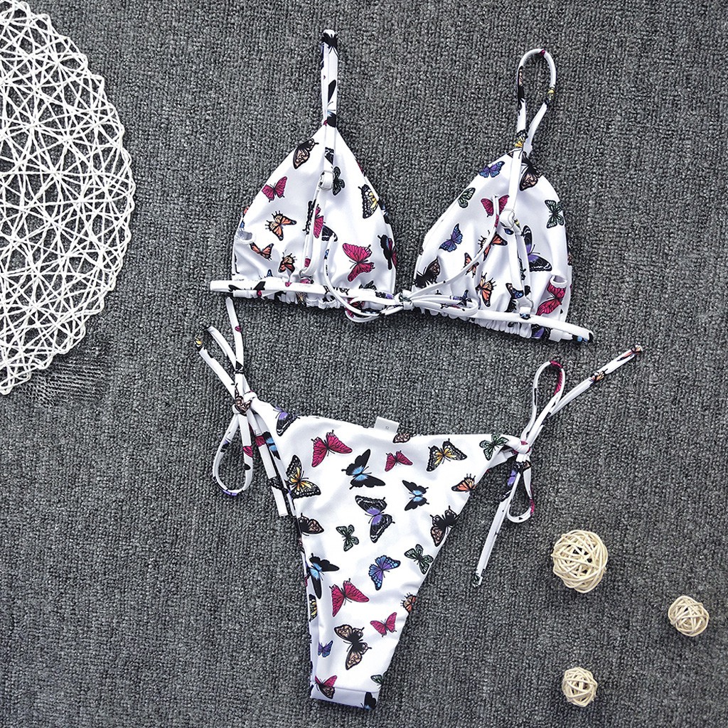 Set bikini hai mảnh in họa tiết bướm thời trang cho nữ | BigBuy360 - bigbuy360.vn