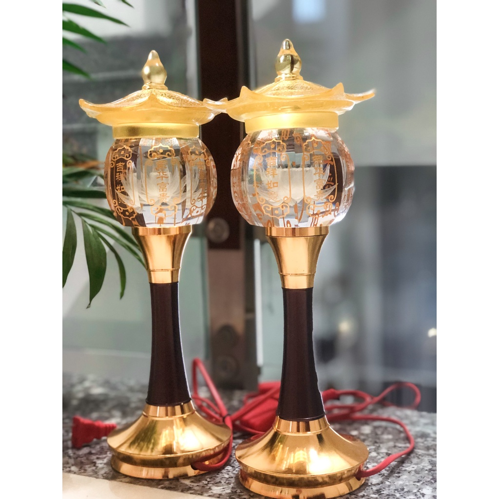 Đèn thờ trang trí Đèn thờ bàn Phật Mái Chùa, đèn Pha Lê nắp lưu li, đèn thờ Led, đèn thờ tâm kinh, đèn trang trí bàn thờ