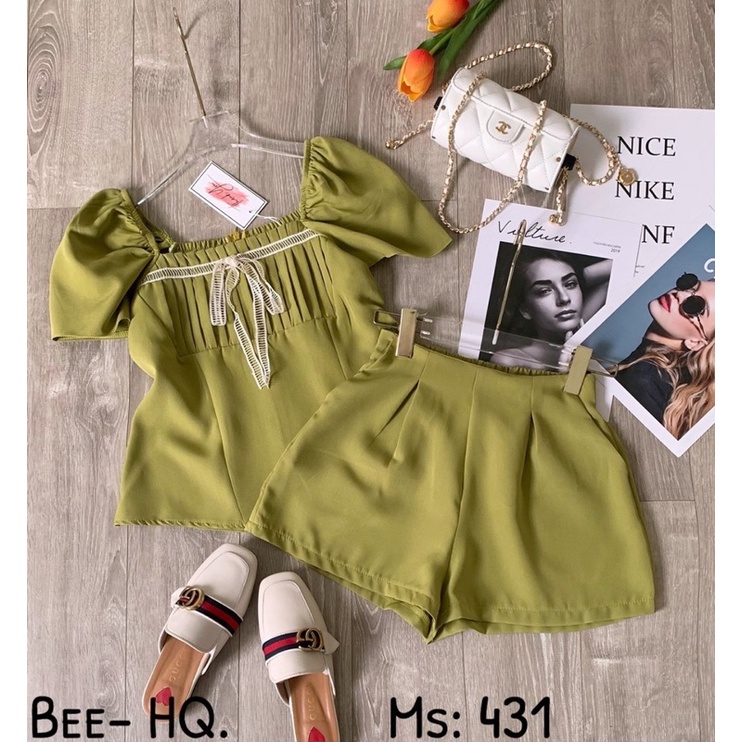 set bộ xếp ly ngực quần đùi xinh xắn