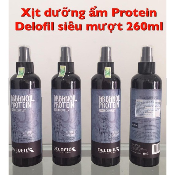 Xịt dưỡng TÓC hư tổn Vitamin Delofil Hair Spray Argan Oil Protein Magic Complex 260ml