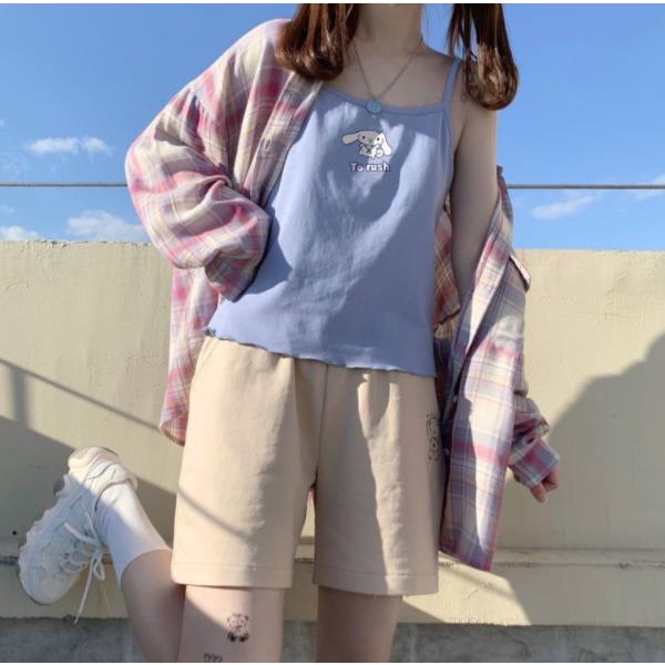 Jiashucheng Áo Hai Dây Dáng Ngắn Phong Cách Nhật Bản Dễ Thương Hợp Thời Trang Mùa Hè