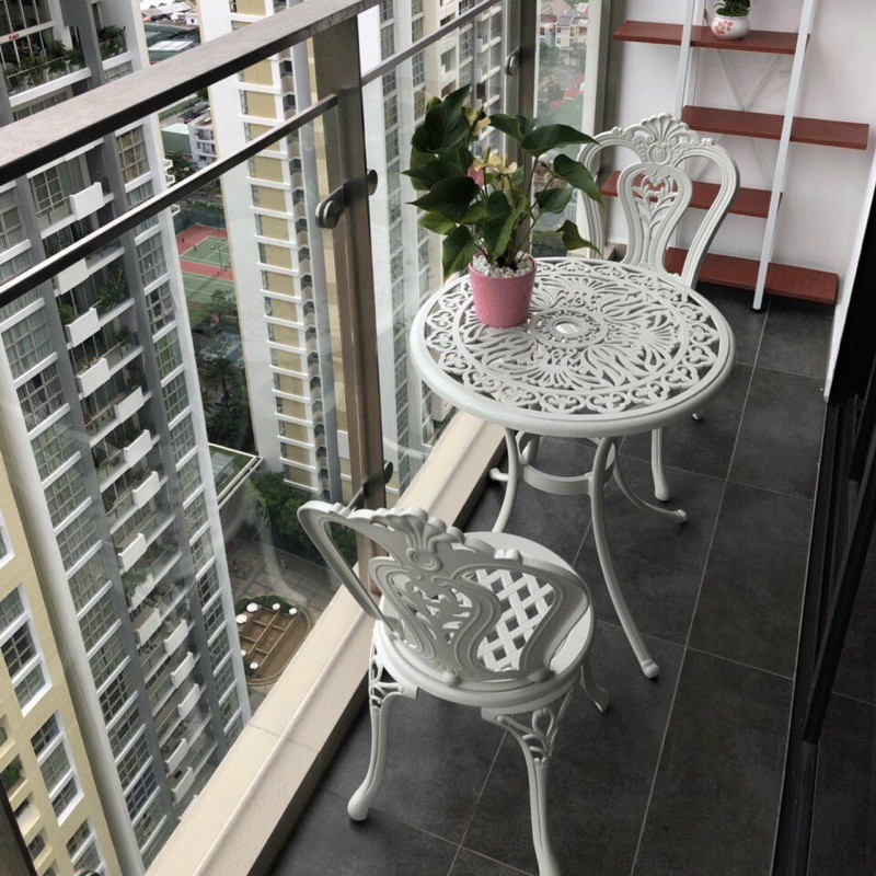 Bộ bàn ghế ban công nhôm đúc 1 bàn 2 ghế