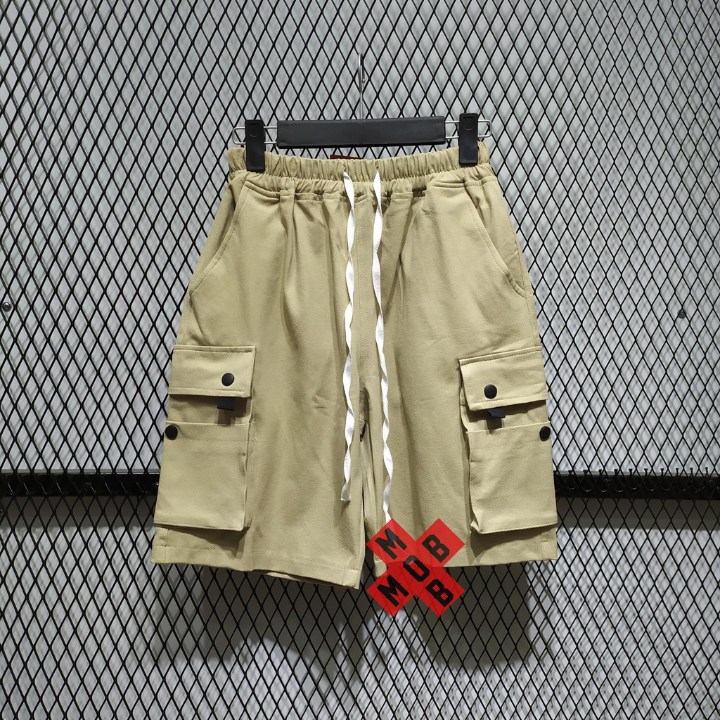 Quần short kaki nam ⚜️FREESHIP⚜️ túi hộp lưng thun co dãn Black Button | BigBuy360 - bigbuy360.vn