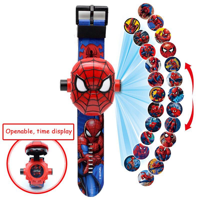 Đồng hồ điện tử đeo tay chiếu 24 hình 3D Spider Man cho bé trai không thương hiệu