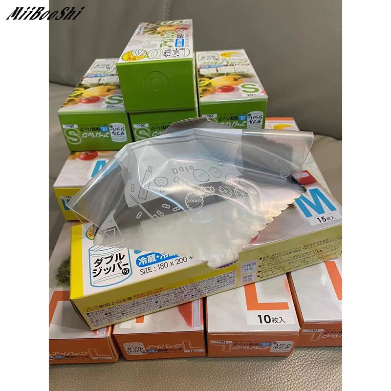 Túi zip đựng thực phẩm Combo 3 hộp túi zip nhựa có khóa kéo đựng thực phẩm MiiBooShi PVN17402