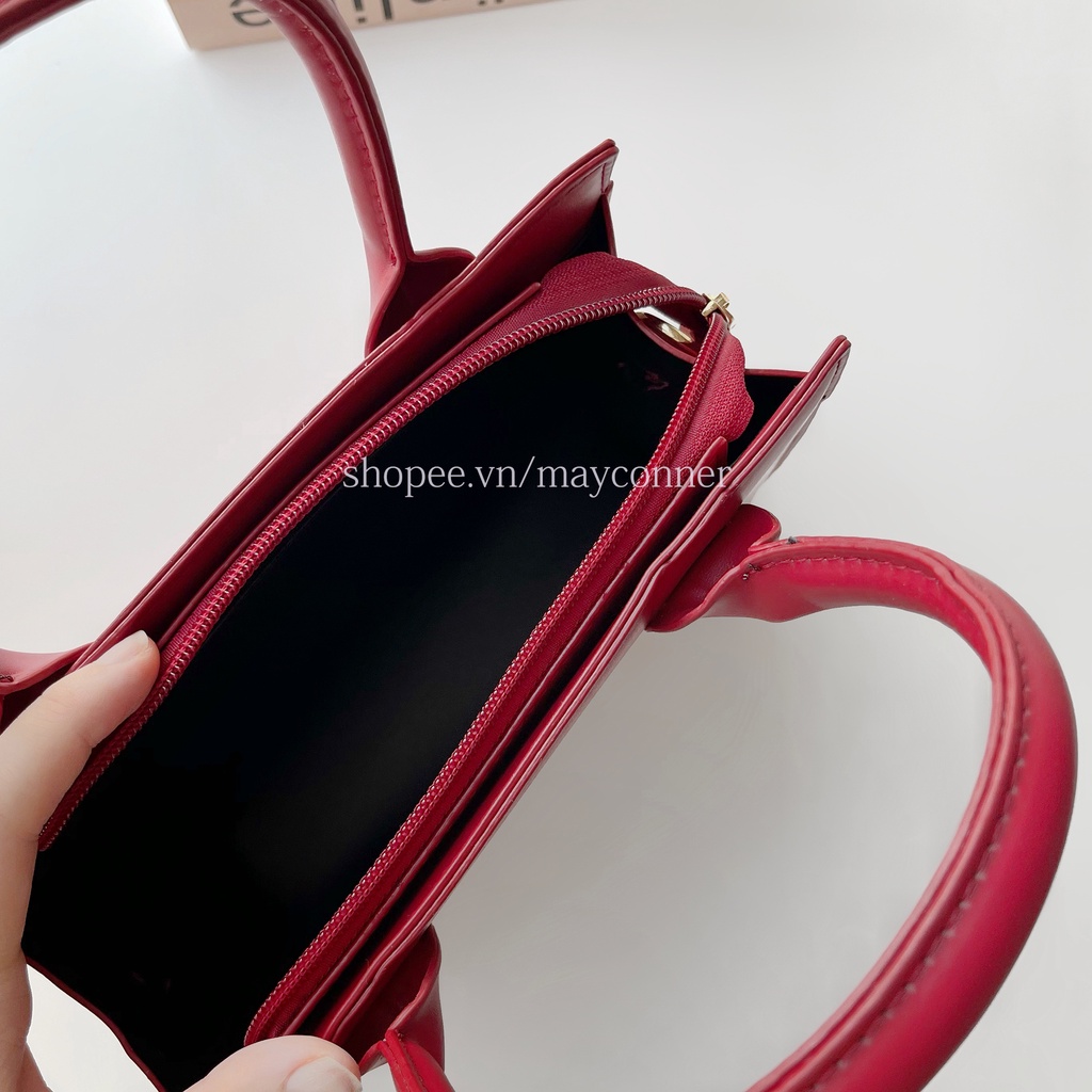 Túi xách cao cấp đỏ nơ xinh Mayconner TA1