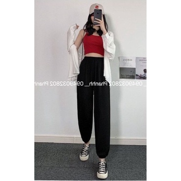 Quần lanh đen trơn, quần lanh alibaba Freesize 45-65kg