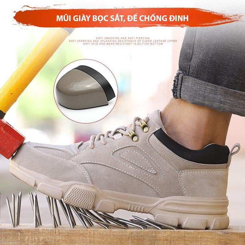 Giày bảo hộ lao động nam siêu nhẹ, siêu bền, chống đinh giẫm