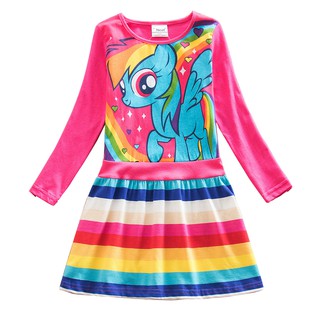 Đầm Cotton Họa Tiết Ngựa Pony Nhiều Màu Sắc Cho Bé Gái 3-8 Tuổi