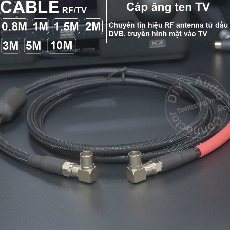 Dây anten TV 2 đầu vuông góc DIY 0.8 đến 10 mét - TV antenna signal cable 75Ohm DIY