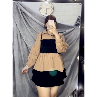 Áo sơmi phối form babydoll nữ bigsize - SM05