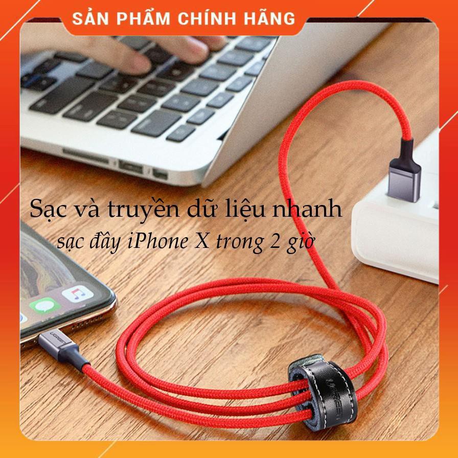 Dây sạc và truyền dữ liệu đầu cắm Lightning, vỏ bện nylon, cho iPhone, iPad, iPod dài 1m UGREEN 60185 dailyphukien