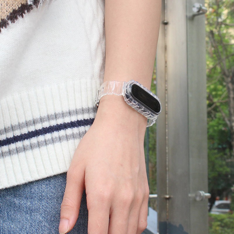 Dây đeo silicone trong suốt thoáng khí cho Xiaomi Mi Band 6 5 4 3