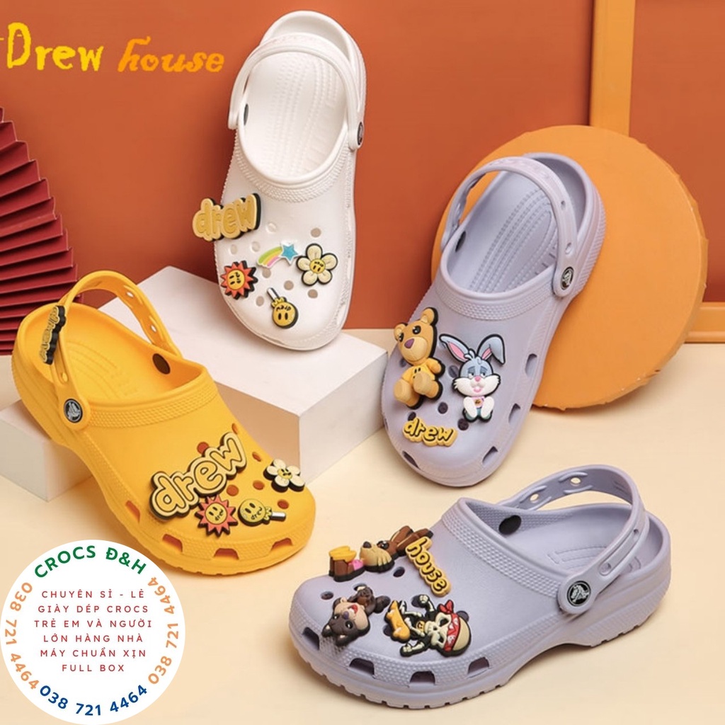 dép sục bít mũi nhựa cá sấu band drew house đi mưa, lội nước, đi biển, chống hôi chân (kèm jib như hình)