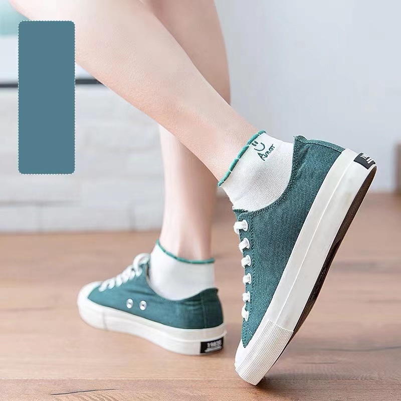 Tất vớ nữ nam cổ ngắn trắng giấy lười dễ thương hàn quốc đẹp TAGU chân thấp nhún đủ màu trơn đen, đỏ, vàng, xám, xanh