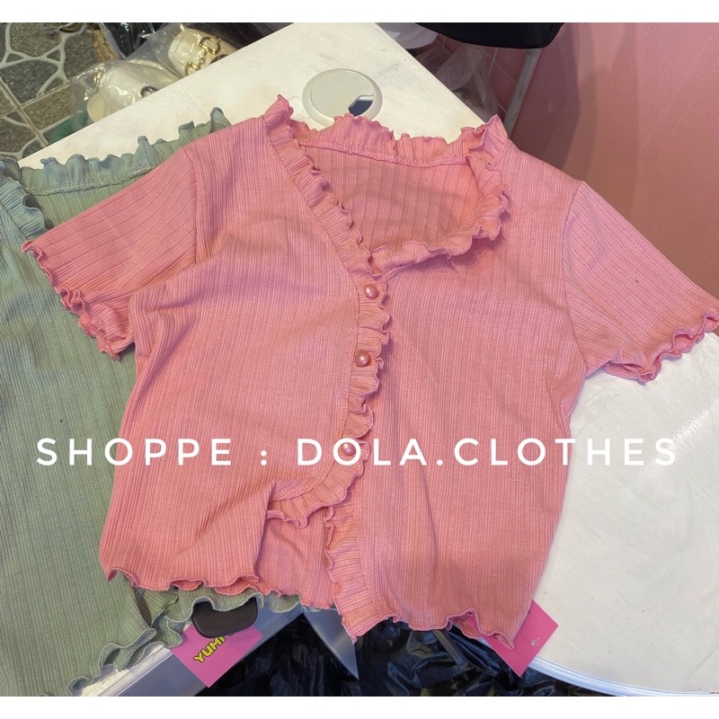 Áo Bèo Cổ V Cúc Ngọc Chất Thun Gân Co Giãn Siêu Hot Trendy