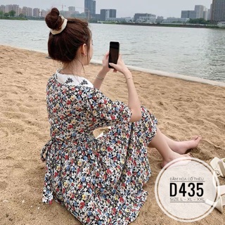 Bigsize Đầm hoa cổ thêu D435