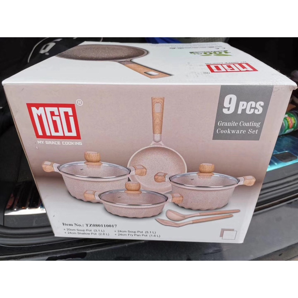 Bộ nồi chảo đá maifan MGC màu hồng