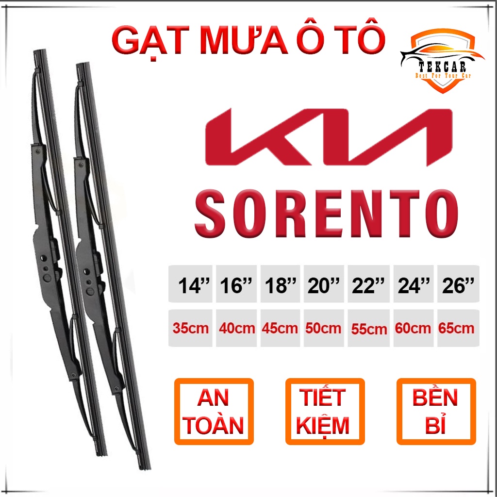 [1 CẶP ] Gạt mưa ô tô xe Kia Sorento cần gạt kính khung xương sắt lưỡi silicon lưỡi gạt nước mưa oto xe hơi