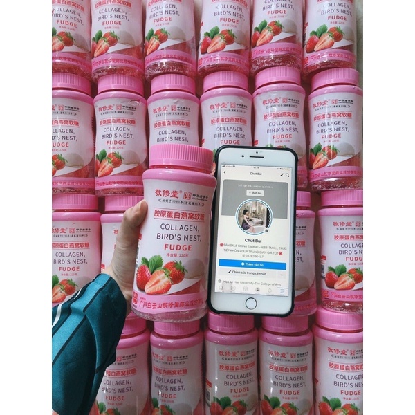 KẸO COLAGEN GUMMY TỔ YẾN VỊ DÂU JING SHANG HAN SIU HOT DƯỠNG DA-MÓNG-TÓC NỘI ĐỊA TRUNG